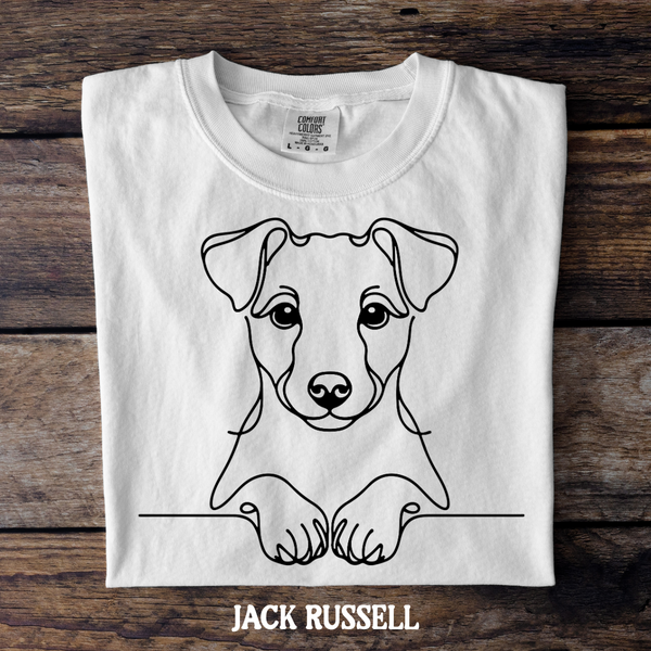 DTF Full Color TShirt Transfer - Simple Sketch Dog - You Choose Color & Breed!