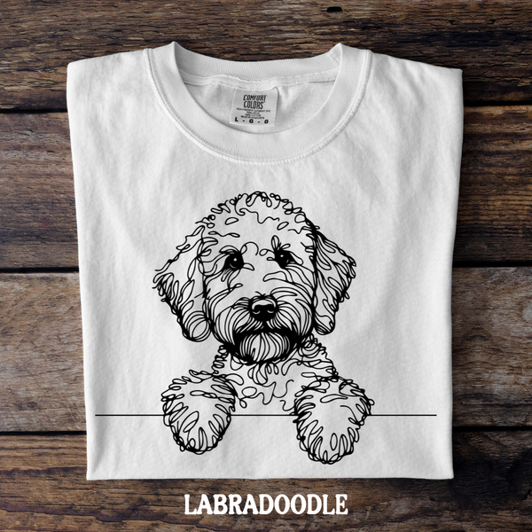 DTF Full Color TShirt Transfer - Simple Sketch Dog - You Choose Color & Breed!