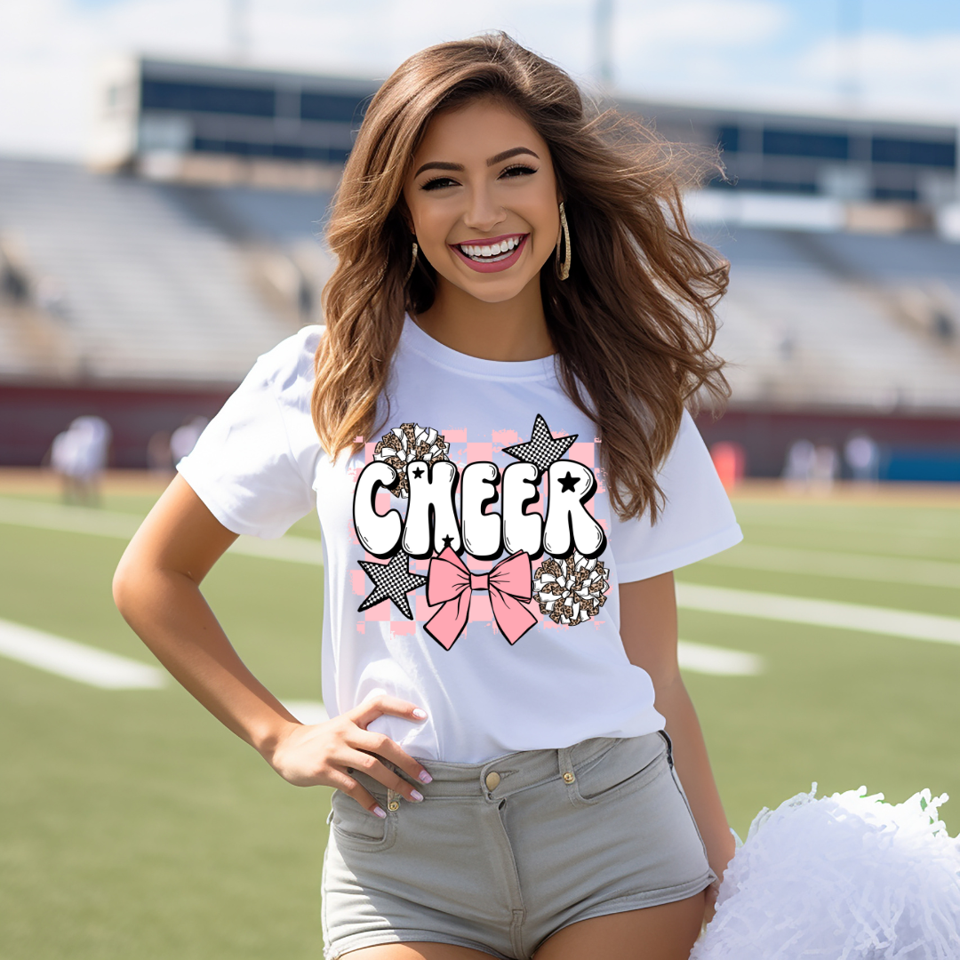 DTF Full Color Transfer - Cheer Pink Check
