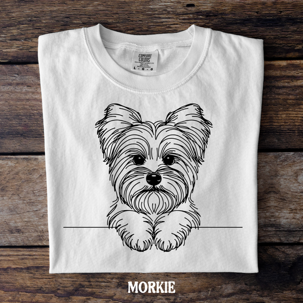 DTF Full Color TShirt Transfer - Simple Sketch Dog - You Choose Color & Breed!