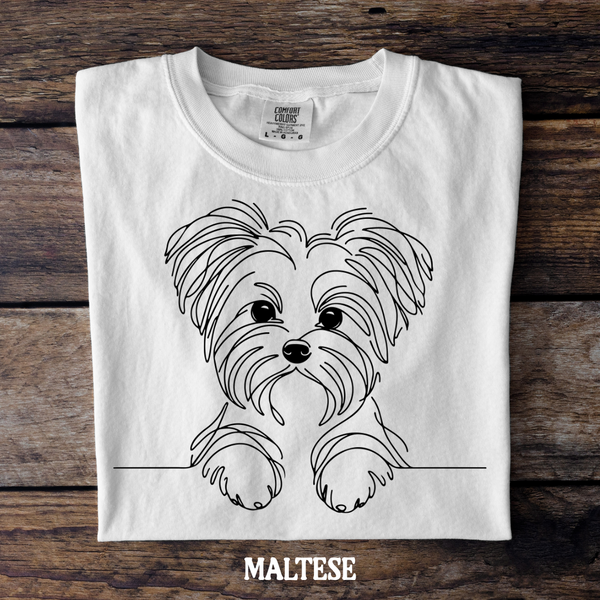DTF Full Color TShirt Transfer - Simple Sketch Dog - You Choose Color & Breed!