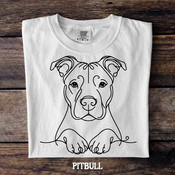DTF Full Color TShirt Transfer - Simple Sketch Dog - You Choose Color & Breed!