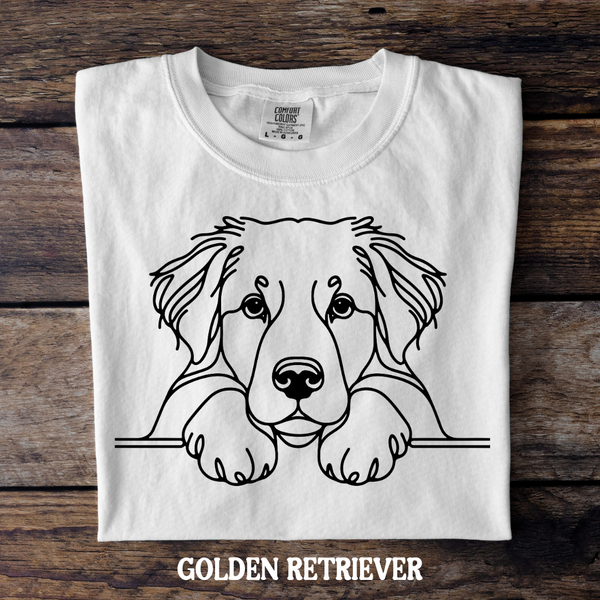 DTF Full Color TShirt Transfer - Simple Sketch Dog - You Choose Color & Breed!