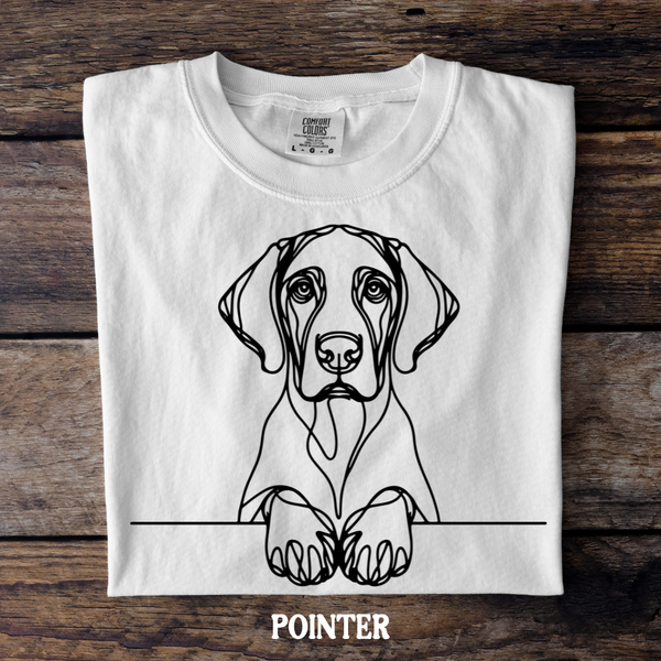 DTF Full Color TShirt Transfer - Simple Sketch Dog - You Choose Color & Breed!
