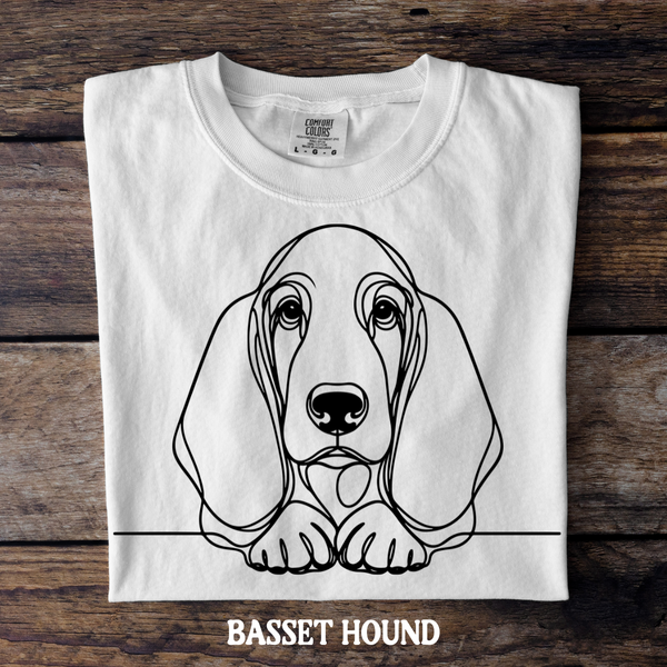 DTF Full Color TShirt Transfer - Simple Sketch Dog - You Choose Color & Breed!