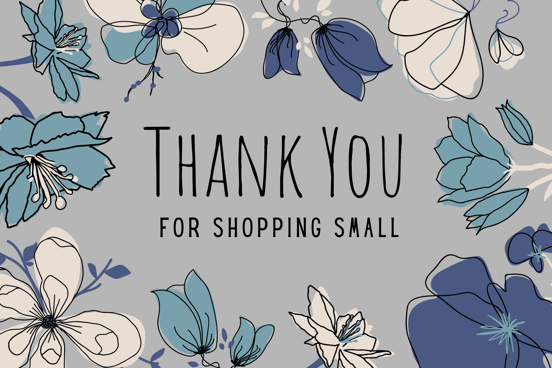 Blue Floral -  Thank You Cards Insert Cards