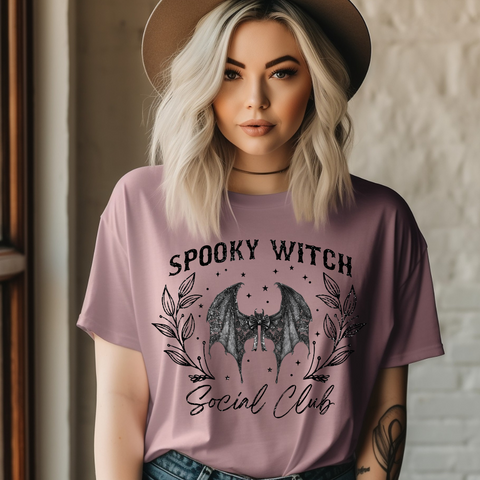 DTF Full Color Transfer - Spooky Witch Social Club (Bat)