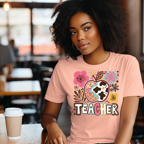 DTF Full Color Transfer - Boho Floral - Teacher