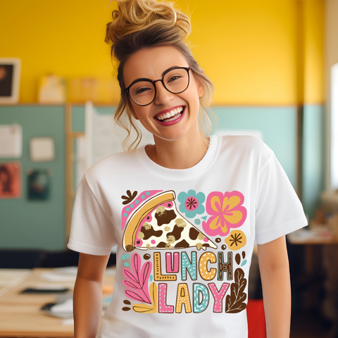 DTF Full Color Transfer - Boho Floral - Lunch Lady