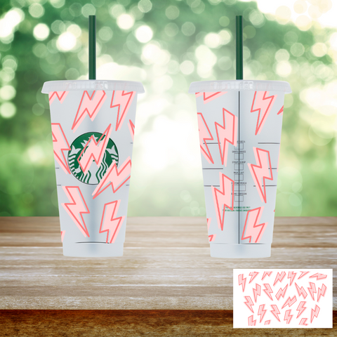 24oz UV DTF Wrap - Pink Lightning