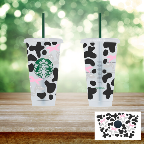 24oz UV DTF Wrap - Cow Print