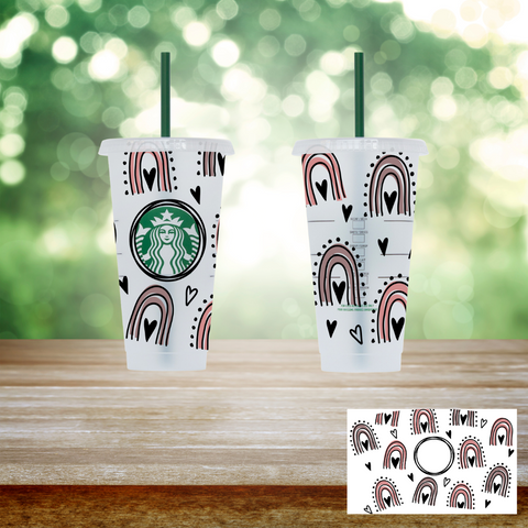 24oz UV DTF Wrap - Boho Rainbows