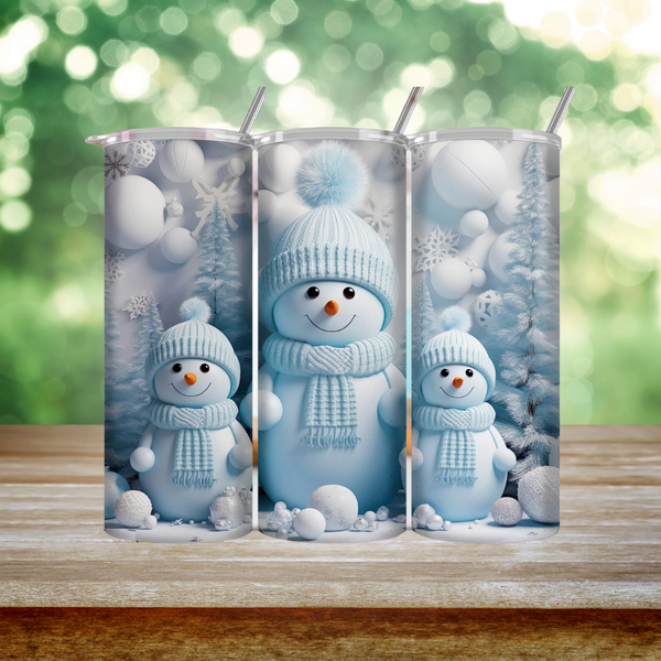 3D Snowman - 1 Sublimation Wrap Only! 16oz Skinny Tumbler Sublimation Wrap