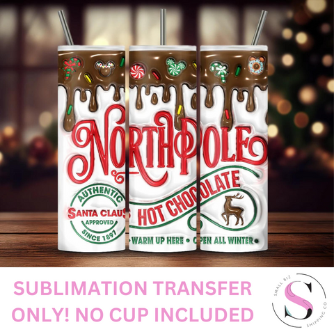 North Pole Inflated - 1 Sublimation Wrap Only! 16oz Skinny Tumbler Sublimation Wrap