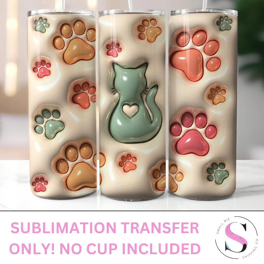 Teal Kitty Inflated - 1 Sublimation Wrap Only! 16oz Skinny Tumbler Sublimation Wrap