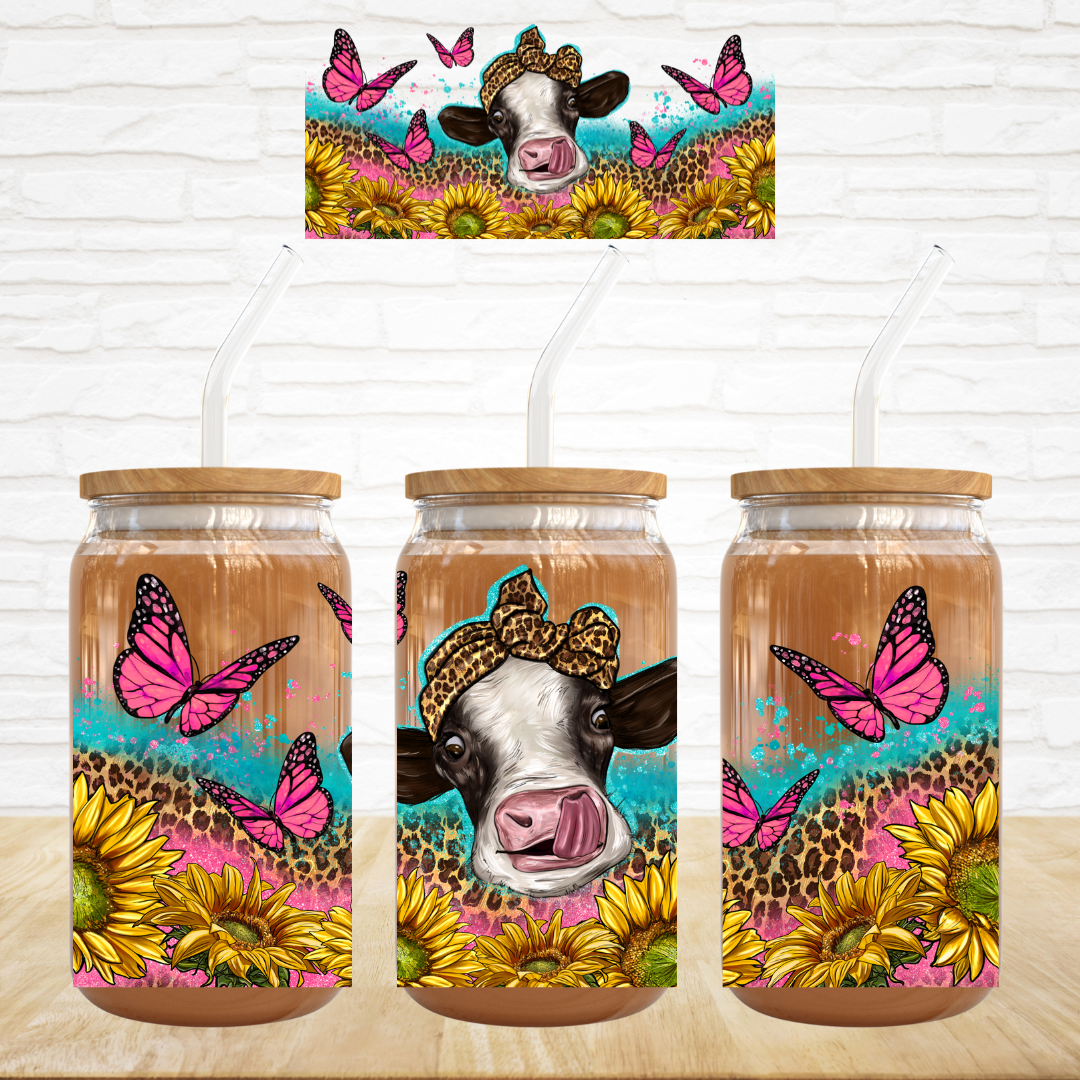 Butterfly Sunflower Cow - UV DTF Wrap