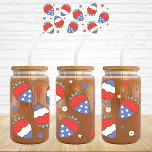 16oz UV DTF Wrap - Patriotic Strawberries