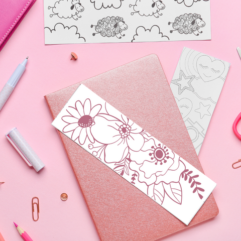 Pink Floral - UV DTF Bookmark Decal
