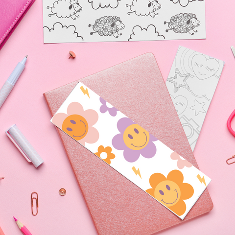 Smiley Flowers - UV DTF Bookmark Decal