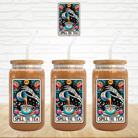 Spill The Tea Tarot Card - UV DTF Decal