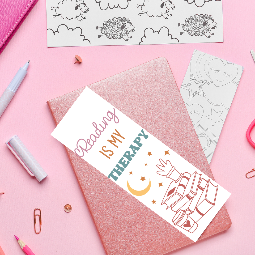 Reading Is My Therapy - UV DTF Bookmark Decal