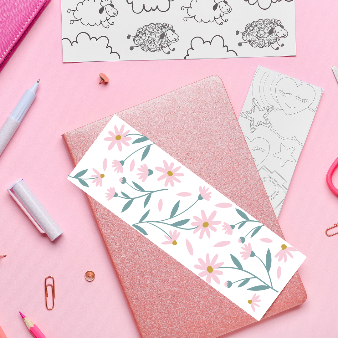 Pink Flowers - UV DTF Bookmark Decal