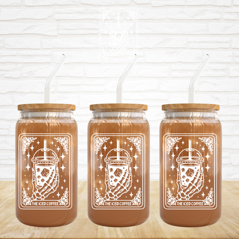 Iced Coffee Tarot White - UV DTF Decal