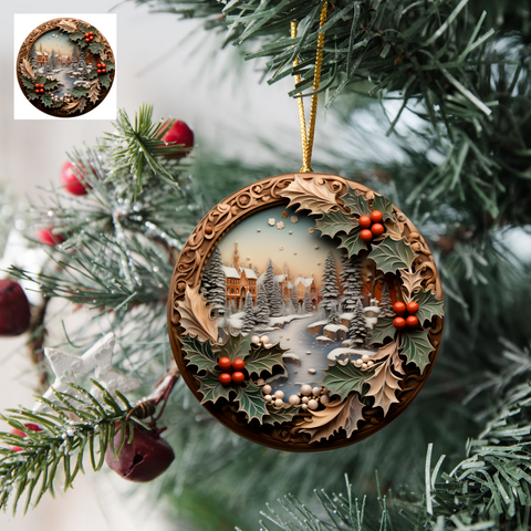 3" Ornament UV DTF Decal - Holly River