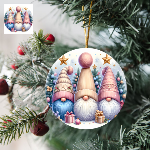 3" Ornament UV DTF Decal - Light Pink Neutral Gnomes