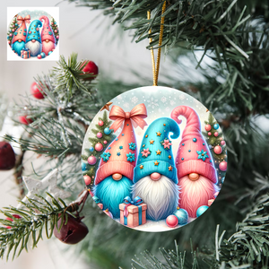 3" Ornament UV DTF Decal - Light Pink Teal Gnomes