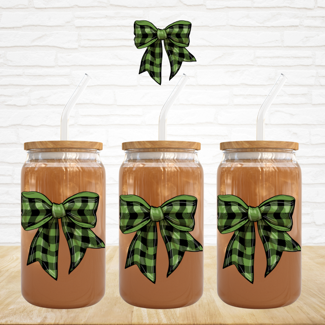 UV DTF Decal - Green Plaid Bow