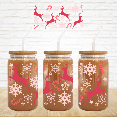 16oz UV DTF Wrap - Deer & Candy Canes