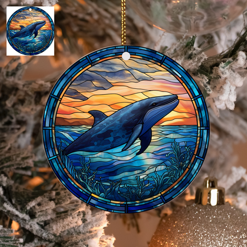 3" Ornament UV DTF Decal - Blue Whale