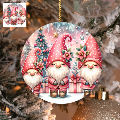 3" Ornament UV DTF Decal - Closed Eye Gnomes Pink