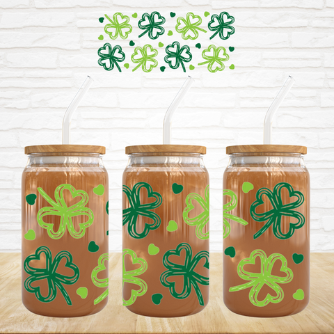 16oz UV DTF Wrap - Sketch Shamrocks