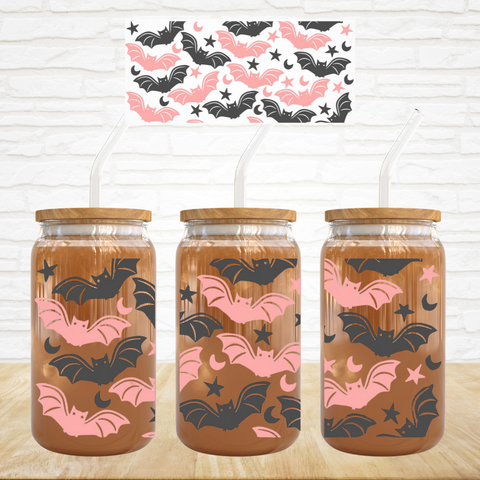 16oz UV DTF Wrap - Pink & Black Bats