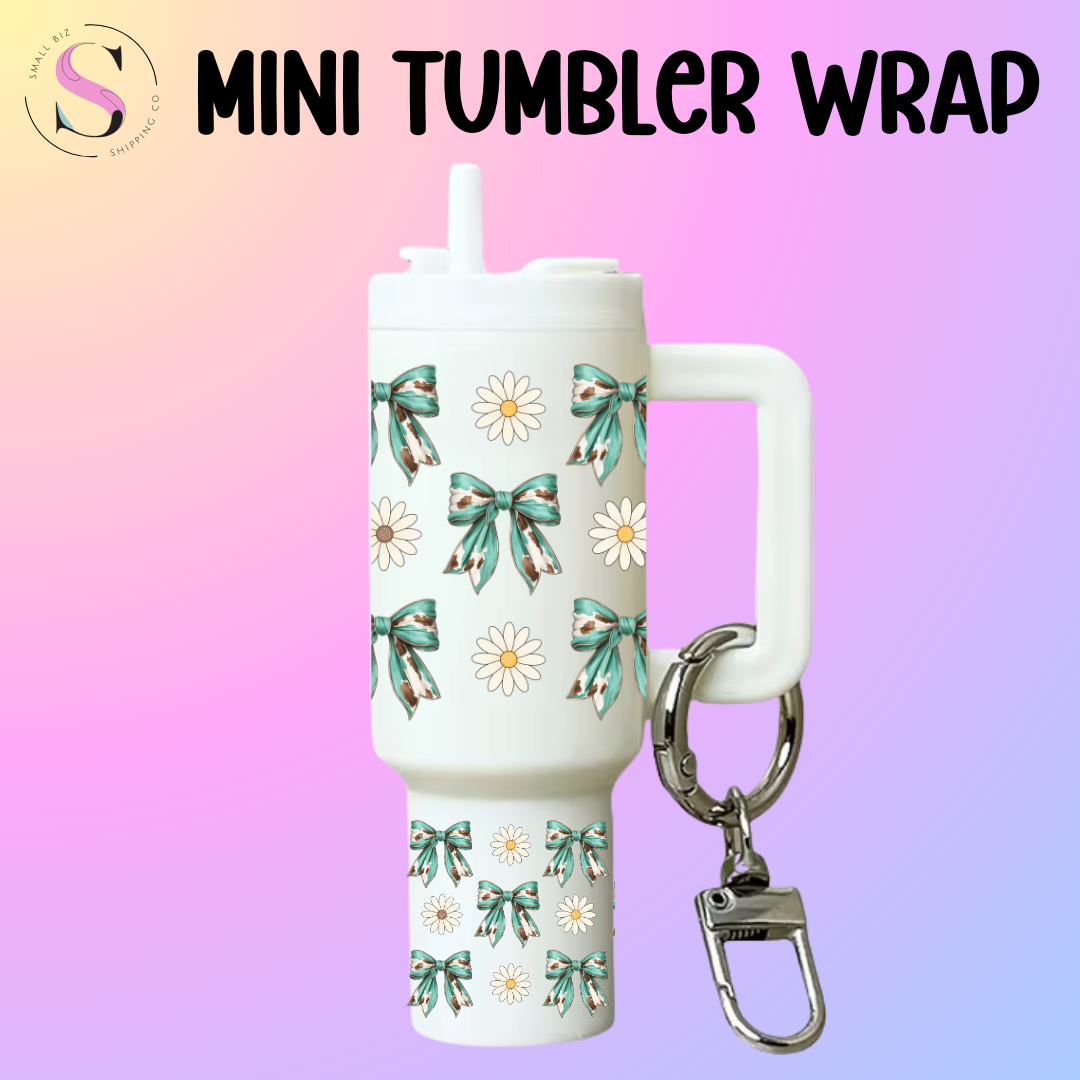Mini Tumbler Top & Bottom Decal - Western Bows & Daisies