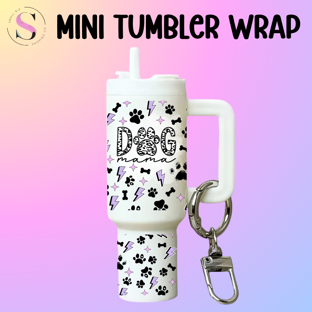 Mini Tumbler Top & Bottom Decal - Dog Mama Purple Lightning