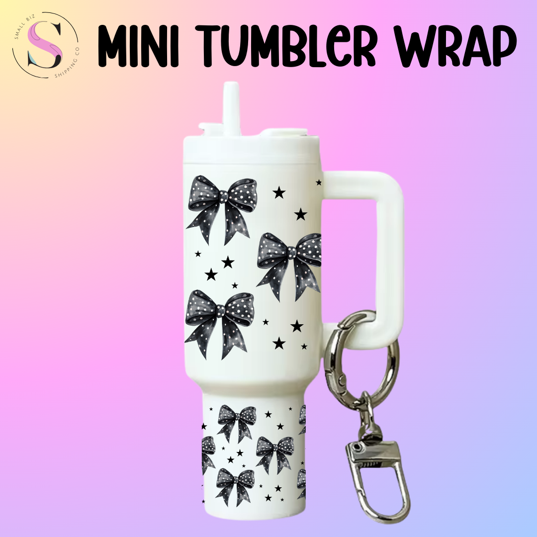 Mini Tumbler Top & Bottom Decal - Black Polka Dot Bows