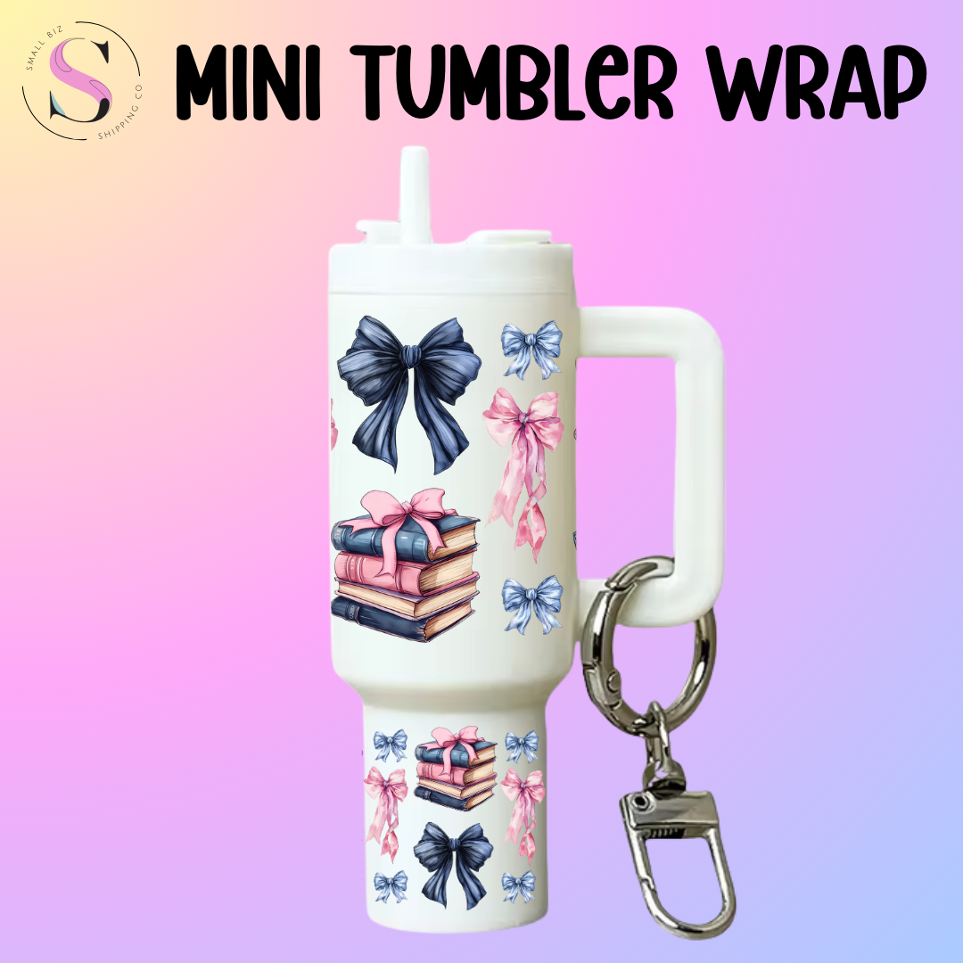 Mini Tumbler Top & Bottom Decal - Books & Bows