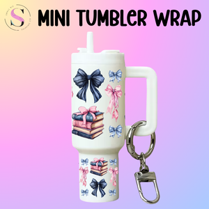 Mini Tumbler Top & Bottom Decal - Books & Bows