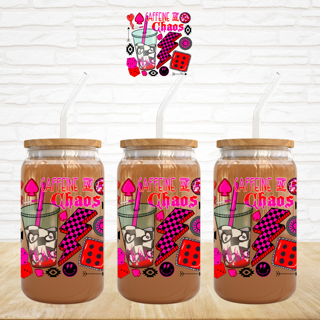 UV DTF Decal - Caffeine & Chaos Dice