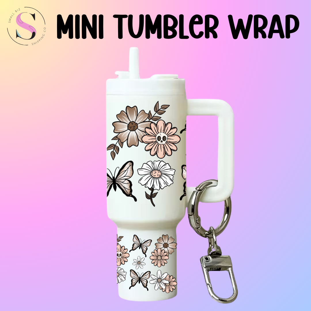 Mini Tumbler Top & Bottom Decal - Neutral Flowers