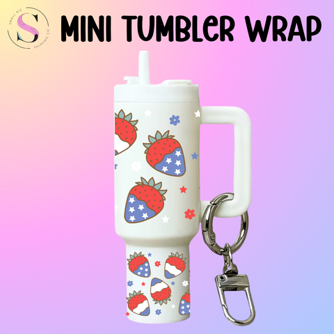 Mini Tumbler Top & Bottom Decal - Patriotic Strawberries