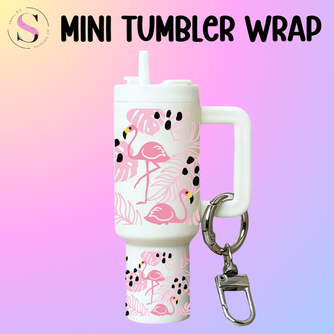 Mini Tumbler Top & Bottom Decal - Pink Flamingo