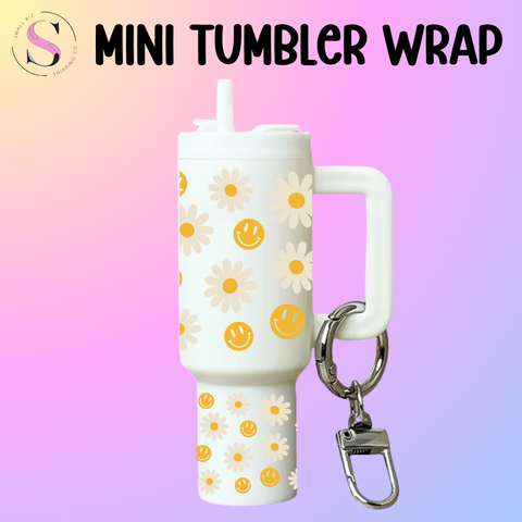 Mini Tumbler Top & Bottom Decal - Yellow Smiley Daisies