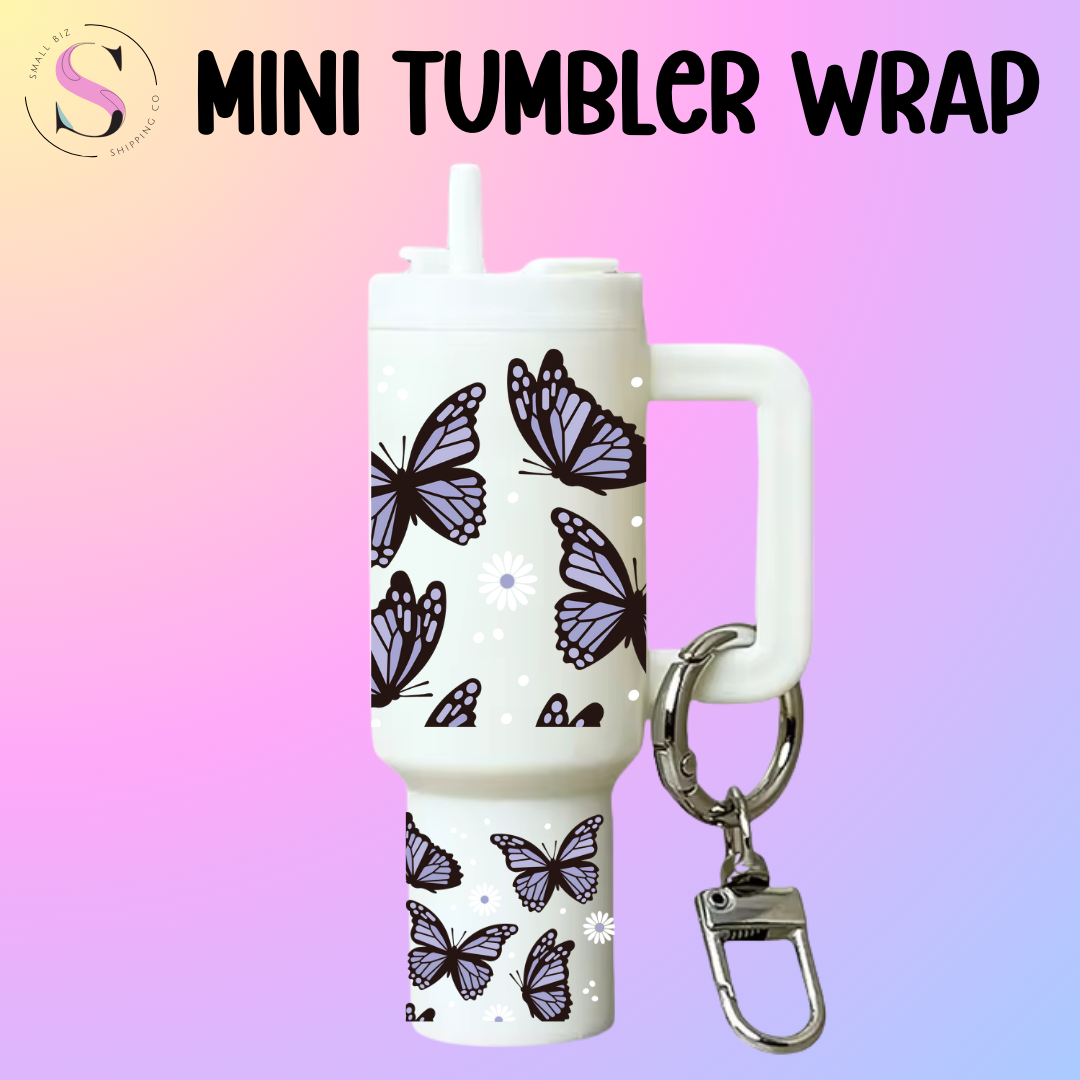 Mini Tumbler Top & Bottom Decal - Purple Butterfly Daisies