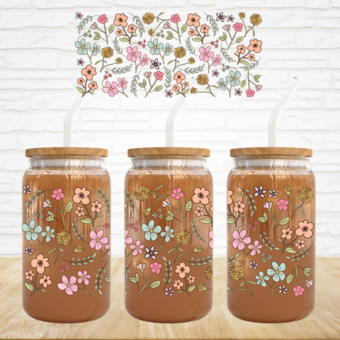 16oz UV DTF Wrap - Pastel Wildflowers
