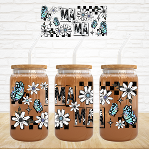 16oz UV DTF Wrap - MAMA Teal Butterflies
