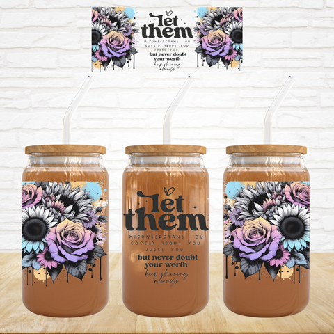 16oz UV DTF Wrap - Let Them purple Flowers
